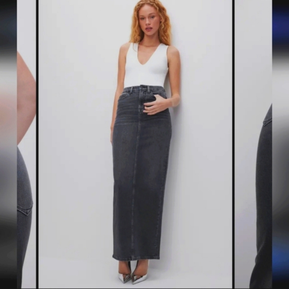 Good American maxi tube denim skirt